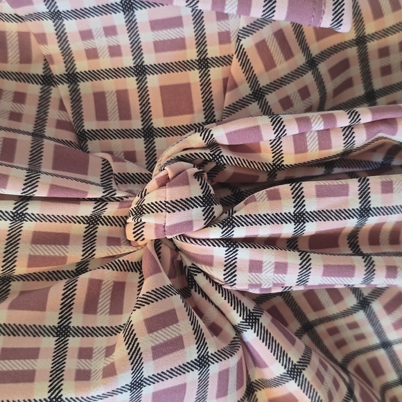 LIZ CLAIBORNE WOMEN'S ROSE AND PURPLE PLAID PULLOVER TOP SIZE LARGE - Picture 3 of 15